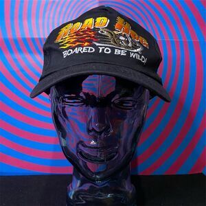 Vintage Biker "Boared to Be Wild" Black Cap Unisex Adjustable Hat